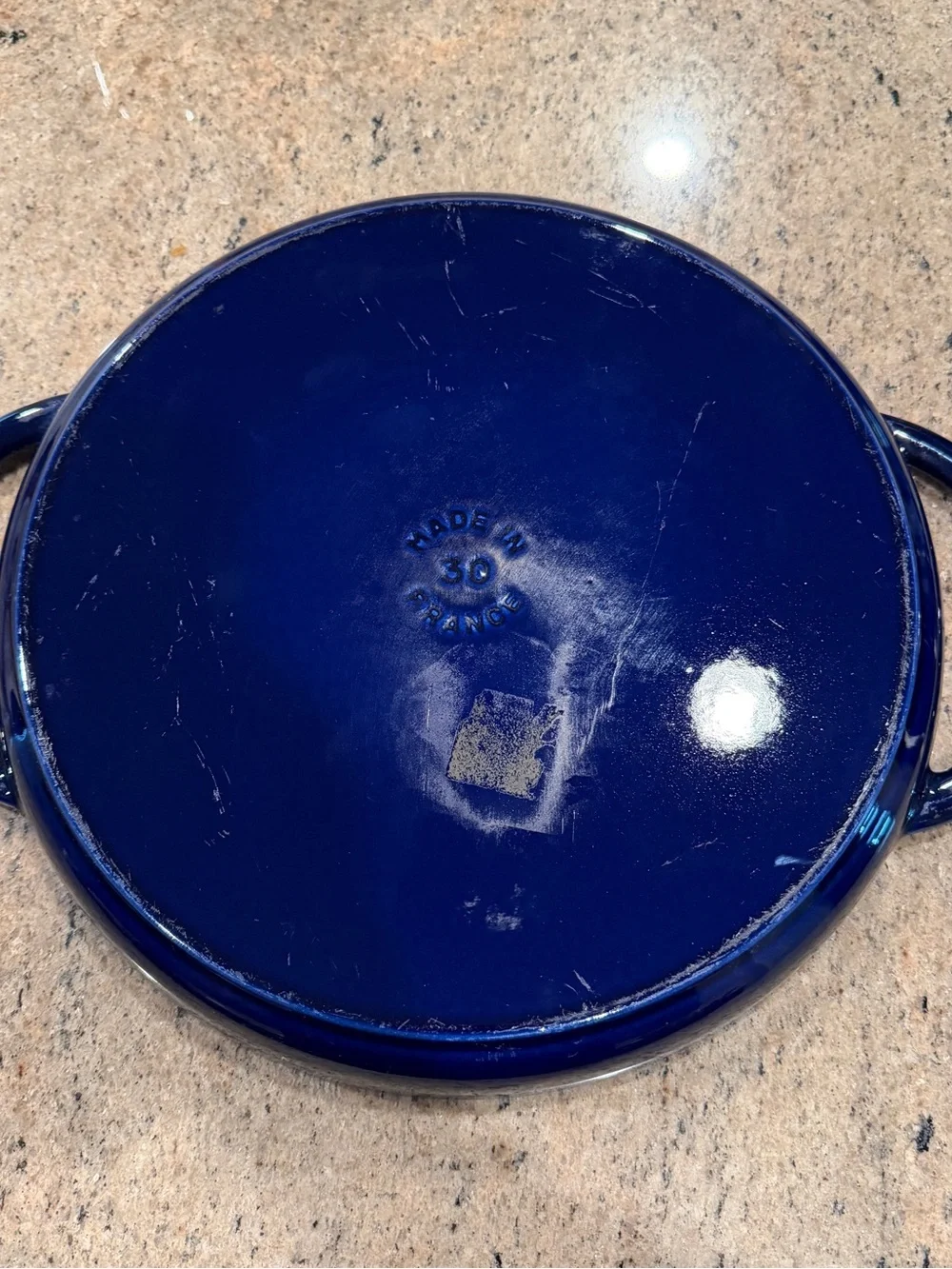 Staub Blue Cast Iron Grill Pan with Black Ridged Surface
